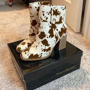 Pierre Dumas Cow Print Booties